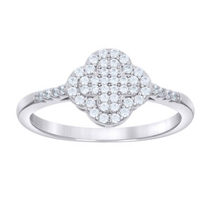 925 Sterling Silver Womens Cubic-Zirconia Clover Good Luck Ring Size 7